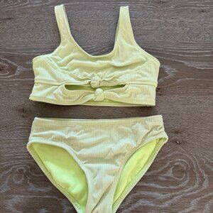 Girls More than Magic lime green 2 piece bikini knot set bathing suit size M 7/8